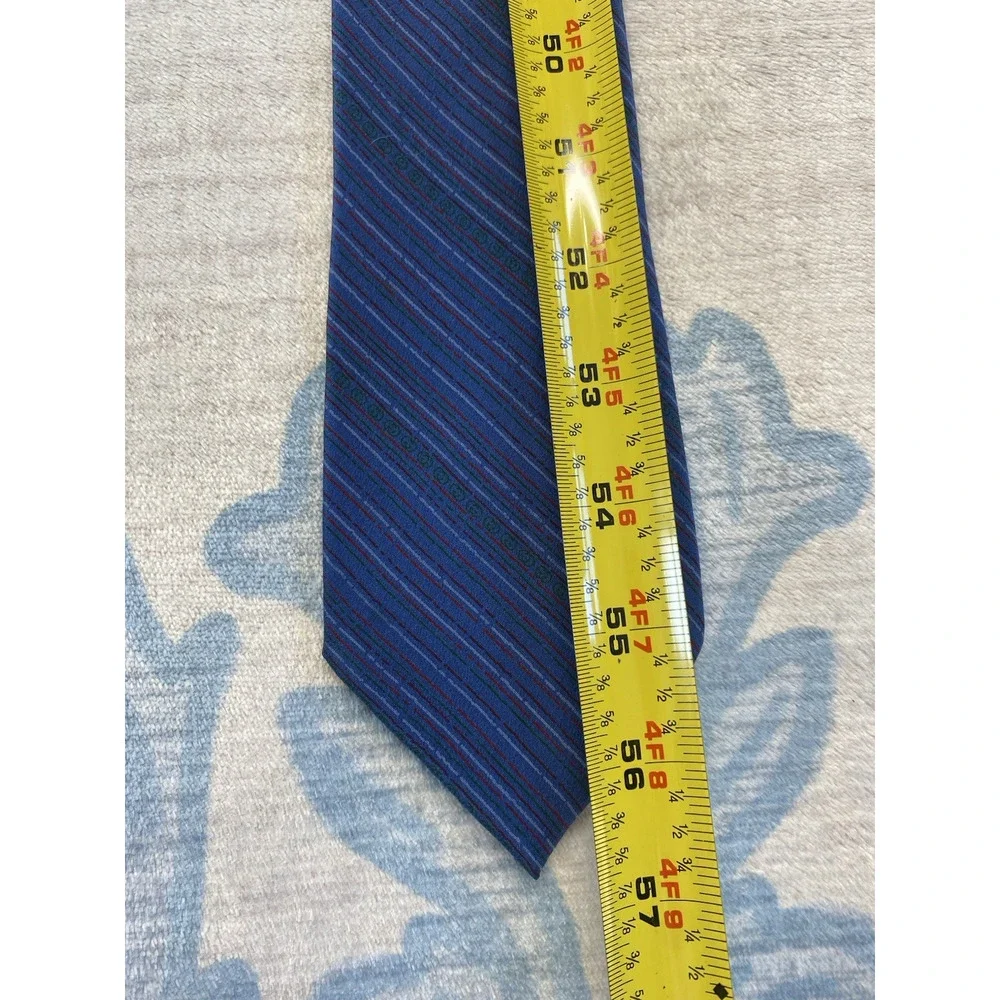 Vintage Gucci Tie 1970s Mens 100% Silk Luxury Designer Rare Blue Stripe Necktie